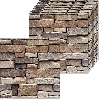 10 Pièces Panneau 3D Mural Papiers Peints en Pierre Aspect 30x30cm Panneaux Muraux Autocollants pour Balcon,Cuisine,Chambre à Coucher,Salon