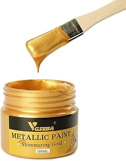 VGSEBA Peinture acrylique métallisée, peinture feuille d’or, peinture artisanale acrylique 100ml pour les Arts, bois, Pierre, verre