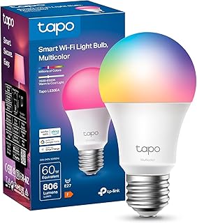 Tapo Ampoule Connectée WiFi, Ampoule LED E27 Multicolore 2500K-6500K, Dimmable 8.7 W 806Lm, Fonctionne avec Alexa, Commande Vocale, Economie d