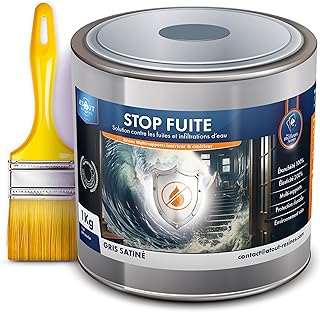 résine étanchéité. LE STOP FUITE Atout Résine 1KG de membrane de protection polyvalente multi-usages revêtement de réparation imperméable pour votre toiture murs sols et infiltrations et son pinceau