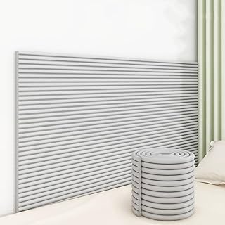 Panneau Tete de Lit à Coller Panneaux Muraux Rembourrés 3D Coussin Mural Tete de Lit pour Enfant Revêtement Mural Adhesif pour chambre à coucher tatouage (gris clair, 20 x 200 cm)