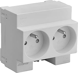 Disjoncteur différentiel TrIPhasé - Disjoncteurs électriques - Tableau électrique - Coffret electrique Prise modulaire - Prise tableau électrique - Double Prise De Courant Modulaire 2P+T 10/16A Gris